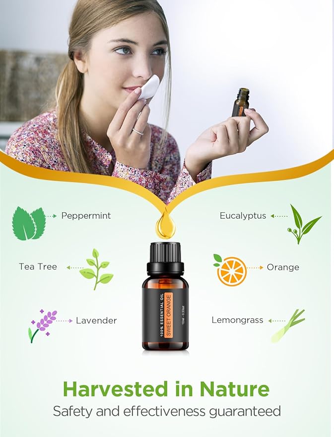 InnoGear Essential Oil Diffuser with Oils, 100ml Aromatherapy Diffuser with 6 Essential Oils Set, Aroma Cool Mist Humidifier Gift Set, White - Image 4