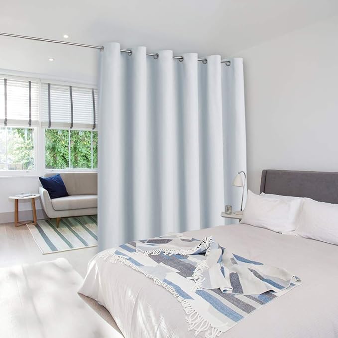 NICETOWN Room Divider Curtain Screen Partition, Vertical Blind for Sling Door, Blackout Window Curtain, Privacy Blind for Patio, Extra Wide Drape (Cloud Grey, Single Panel, 10ft Wide x 9ft Long) by NICETOWN