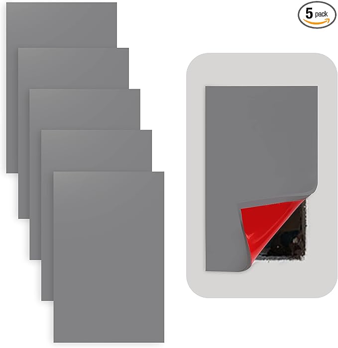 Rubber Bond Self-Adhesive Rubber Wall Outlet Cover Plate 5 Pack - Easy to Apply Peel & Stick Drywall Hole Patch - 5x3 Inch Screwless Blank Wall Plate Cover - Premium Rubber Wall Hole Cover (Grey) by RubberBond