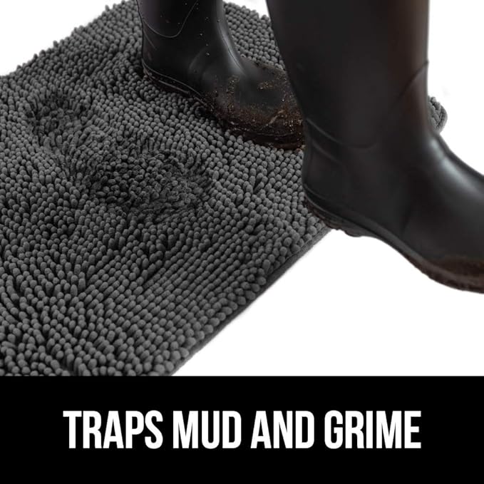 GORILLA GRIP SOAKSTOPPER Dog Door Mat, 36x24 Machine Washable Rug Absorbent Doormat Captures Moisture Mud Dirt, Quick Dry Soft Chenille Entryway Rugs Indoor Entrance Mats for Dog Paws, Charcoal - Image 4