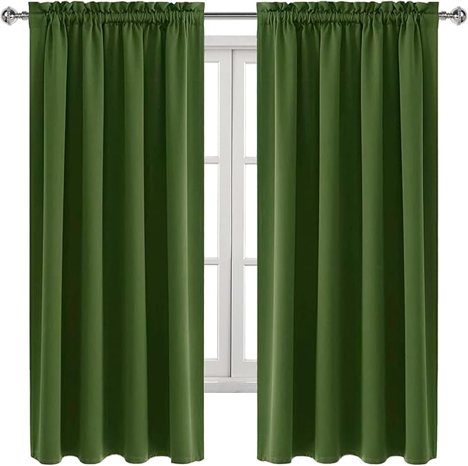 DWCN Olive Green Room Darkening Blackout Curtains - Thermal Insulated Privacy Energy Saving Window Curtain Drapes 52 x 63 inch Length, Set of 2 Bedroom Living Room Curtains - Image 9