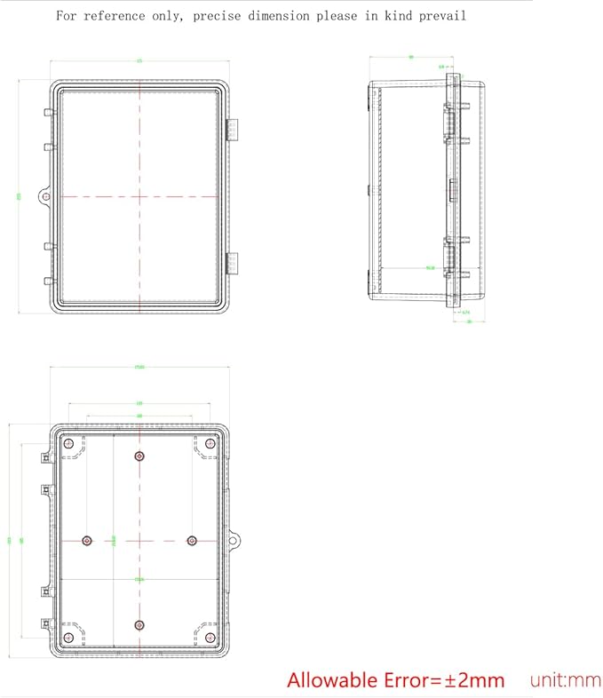 Junction Box, Hinged Black Cover IP67 Waterproof ABS Project Box with Mounting Plate Electrical Box Enclosure with Wall Bracket 8.7 x 6.7 x 4.3inch(220x170x110mm) - Image 6