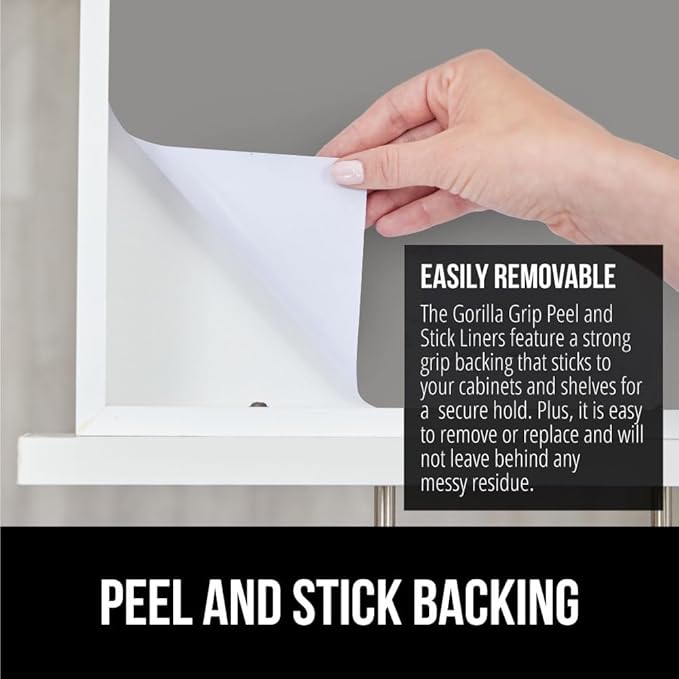 GORILLA GRIP Peel and Stick Paper, Removable Cover for Books, Shelves, Countertops, Drawers, Cabinets and Crafts, Easy Install Kitchen Decor, Shelf, Drawer, Cabinet Liners, 11.8 in x 10 FT Gray - Image 4