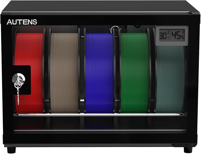 AUTENS 25L 3D Printer Filament Dehumidifier Storage Cabinet Box, Holds 5 Rolls with Humidity Control for Filament Storage, Transparent Glass & Aluminum Alloy, Noiseless & Stackable for PLA/ABS/PETG - Image 7