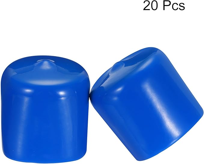 uxcell 20pcs Rubber End Caps 34mm ID Vinyl PVC Round Tube Bolt Cap Cover Screw Thread Protectors Blue - Image 2