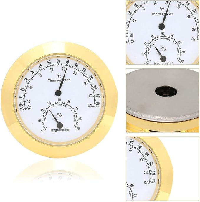 Tbest Guitar Analog Hygrometer,Round Alloy Digital Thermometer Hygrometer Humidity Temperature Meter for Violin Guitar Case for Indoor and Outdoor - Image 6