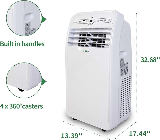 Uhome 12000 BTU Portable Air Conditioner with Heater up to 400 Sq. Ft, Ac Heater Combo Window Unit, Portable AC Unit with Dehumidifier & Fan, Cools & Heats,Remote Control and Window Kit Included,White - Image 6
