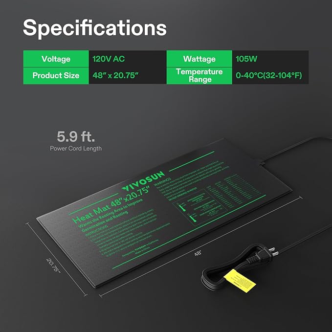 VIVOSUN 2-Pack 48" x 20.75" Durable Waterproof Seedling Heat Mat, UL & MET-Certified Warm Hydroponic Heating Pad for Germination, Indoor Gardening, Greenhouse - Image 7