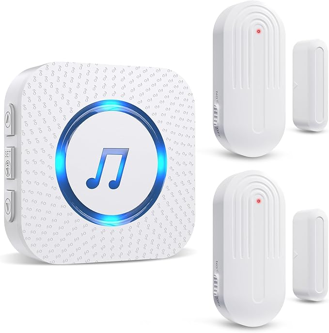 Door Chime,SanJie Wireless Door Sensor Chime When Door Opens,Door Entry Alarm Chime for Business/Home/Kids,500 FT Range,26 Chimes 5 Adjustable Volume, 2 Sensors + 1 Receivers by SANJIEGuardSecurity