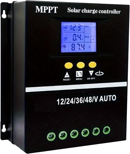 100A MPPT Solar Charge Controller, 12/24/36/48V, LCD Display, Dual USB, Black - Image 2
