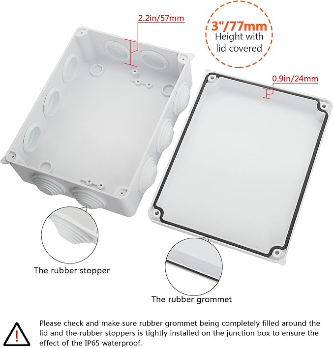 LeMotech ABS Plastic Dustproof Waterproof IP65 Junction Box Universal Electrical Project Enclosure White 7.8 x 6.1 x 3.1 inch (200 x 155 x 80 mm) - Image 4