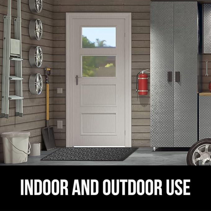 GORILLA GRIP 100% Waterproof All-Season WeatherMax Doormat 35x23, US Designed Natural Rubber, Stain and Fade Resistant, Low Profile Indoor Outdoor Door Mats, Easy Clean Patio Mat, Slate Geometric - Image 10