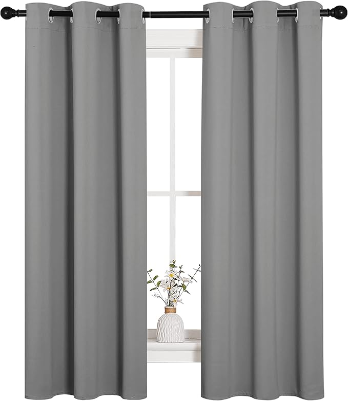 NICETOWN Silver Grey Blackout Curtain Panels for Bedroom, Thermal Insulated Grommet Top Blackout Draperies and Drapes (2 Panels, W34 x L63 inches) - Image 2