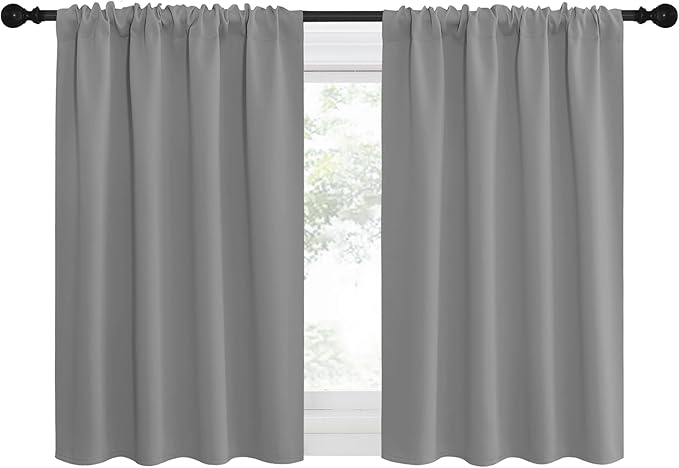 NICETOWN RV Blackout Curtains for Camper Windows, Short Room Darkening Drapes for Kitchen, Home Decoration Thermal Insulated Blackout Blinds for Small Windows (Silver Grey, 2 Panels, W34 x L30) - Image 2