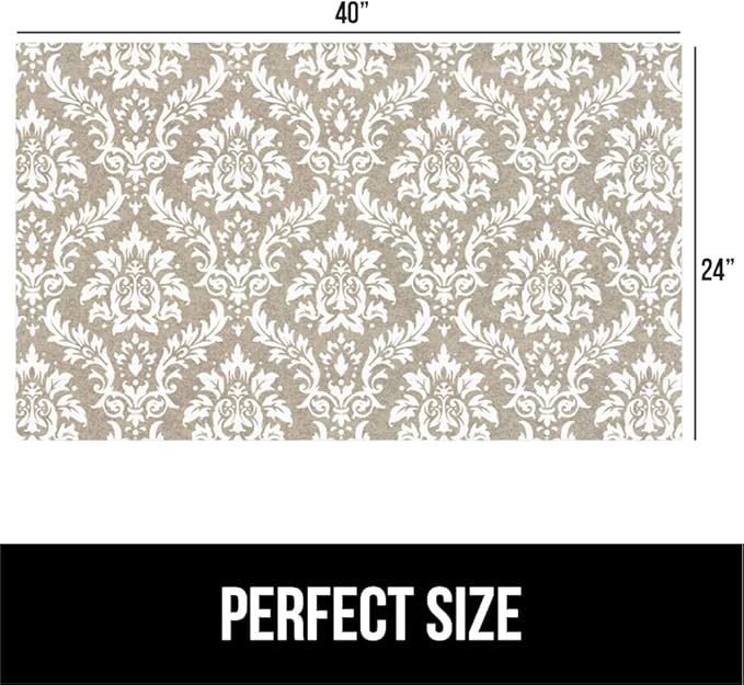 GORILLA GRIP LeakGuard Non-Adhesive Under Sink Mat for Kitchen Cabinet, 24x40, Waterproof Quick Dry Shelf Liner, Durable Absorbent Felt Mats for Bathroom Sinks, Cabinets, Dresser, Damask Taupe Cream - Image 7