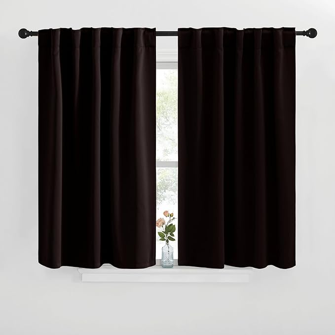 NICETOWN Blackout Curtain Panels for Living Room - (Toffee Brown Color) 42x36 inch, 2 Panels Set, Room Darkening Blackout Drapes for Window by NICETOWN