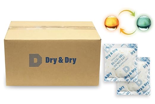 Dry & Dry 50 Gram [200 Packets] Orange Indicating Silica Gel Packets Desiccants - Food Safe Silica Packs, Silica Gel, Silica Packets, Desiccant Packs for Food Storage by DryDry