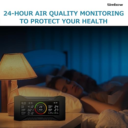 8-in-1 Air Quality Monitor Indoor, CF-20 Portable Air Quality Tester CO2 Monitor (PM2.5, PM10, CO2, VOC, Formaldehyde, Humidity, Temp) 2600mAh Long-Lasting Battery Sleep-Friendly Display - Image 9