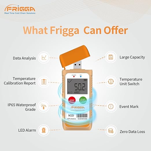 Frigga M2D 10Pack Reusable Temperature Data Logger Multi-Use USB Digital Temperature Recorder 14400 Points Refrigerator Thermometer Logger High Accuracy PDF CSV Report - Image 7