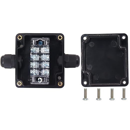 Watertight Junction Box, IP67 Waterproof Electrical Project Box with 4P 15A Barrier Terminals,1 in/1 Out Cable Glands Electronic Enclosure 2.48" x 2.28" x 1.37" by YETLEBOX