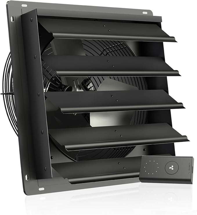 AC Infinity AIRLIFT S16, Shutter Exhaust Fan 16” with 10-Speed Controller, EC Motor - Wall Mount Ventilation and Cooling for Sheds, Attics, Workshops, and Greenhouses by ACInfinity