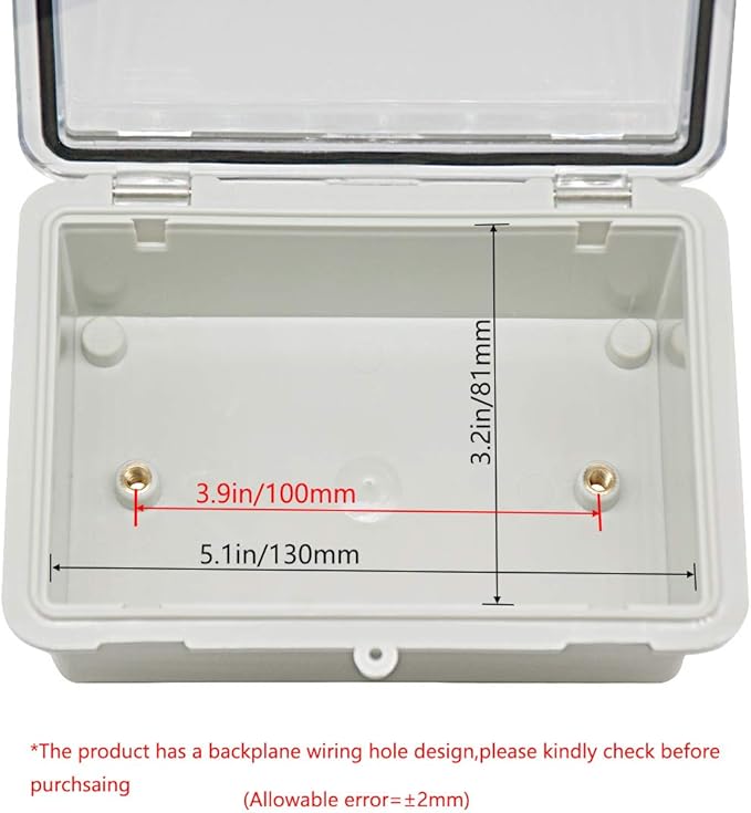 Zulkit Junction Box ABS Plastic Dustproof Waterproof IP65 Electrical Boxes Hinged Shell Outdoor Universal Project Enclosure Clear Cover with 2 Cable Glands 5.9 x 3.9 x 2.8 inch (150x100x70 mm) - Image 5