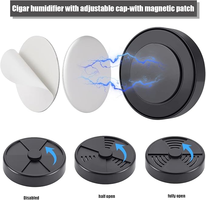 TISFA Cigar Humidifier, Adjustable Cigar humidor humidifiers, Black Round Humidor Humidifier - Image 2