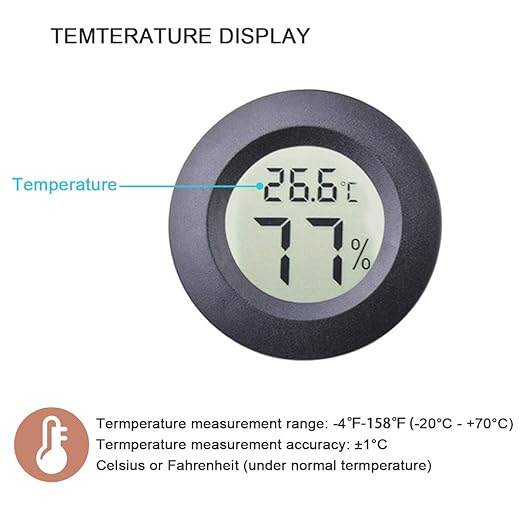 4pcs Mini Hygrometer Thermometer Indoor Outdoor Round Humidity Meter Temperature Gauge Humidity Sensor Fahrenheit Switchable Celsius Monitor for Humidor Reptile Jars 3D Printer - Image 5