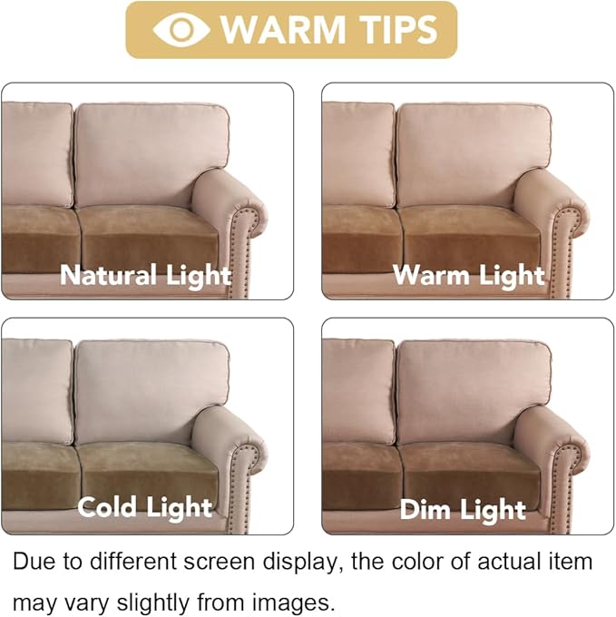 H.VERSAILTEX Velvet Stretch Couch Cushion Cover Plush Cushion Slipcover for Chair Loveseat Sofa Cushion Furniture Protector Seat Cushion Sofa Cover (2 Piece Large Sofa Cushion Covers, Camel) - Image 6