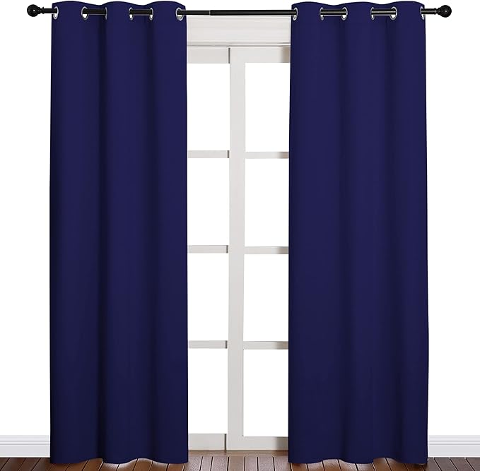 NICETOWN Window Treatment Energy Saving Thermal Insulated Solid Grommet Blackout Curtains/Drapes for Living Room (Royal Blue, 1 Pair, 42 by 84-Inch) by NICETOWN