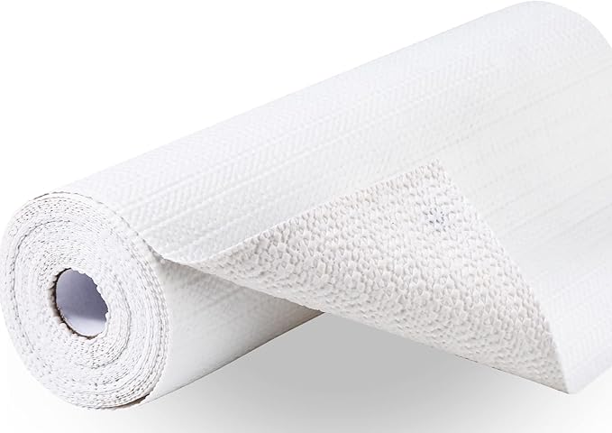 Premium Drawer and Shelf Liner for Cabinet, Non Adhesive Liner for Kitchen, Strong Grip Non Slip Shelf Liners for Kitchen Cabinets, Storage, Drawers, Shelves, Kitchenware and Tableware, White by Iwtmm