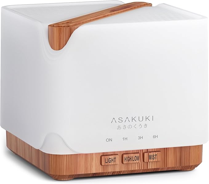 ASAKUKI 700 ml Premium Essential Oil Diffuser, 5 in 1 Ultrasonic Aromatherapy Fragrant Oil Vaporizer Humidifier, Timer and Auto-Off Safety Switch, 7 LED Light Colors, Valentine's Day Gift by ASAKUKI
