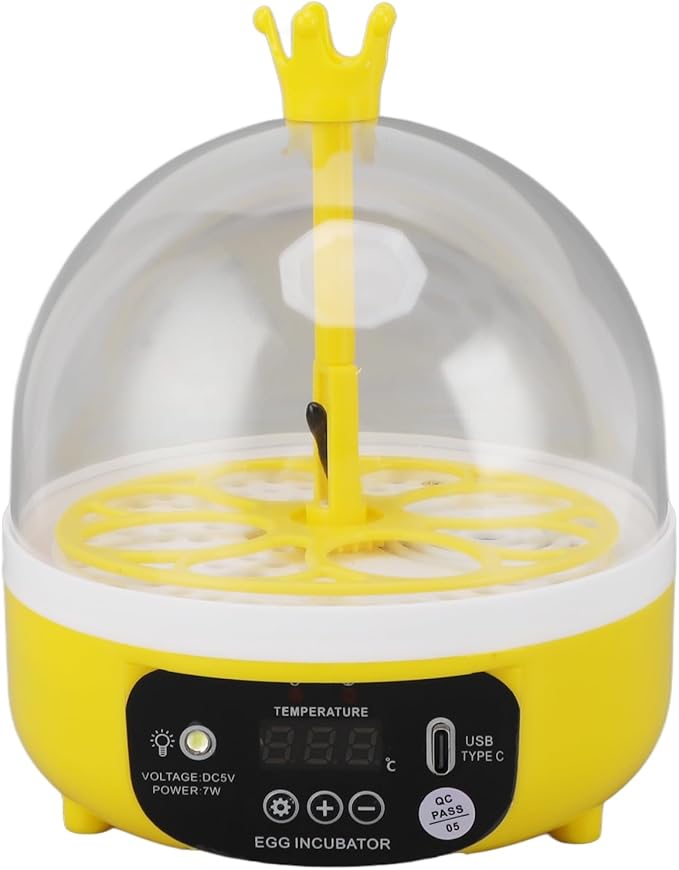 7W Egg Incubator, 4 Egg Poultry Incubator with Manual Temperature Control Egg Turner Egg Candler Egg Turning Humidity Control (Manual Turning) by Hapivida