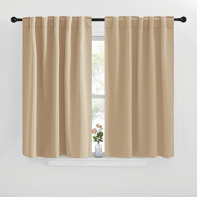 NICETOWN Blackout Curtain Panels for Living Room - (Biscotti Beige Color) 29x36 inch, 2 Panels Set, Room Darkening Blackout Drapes for Window by NICETOWN