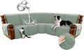 Arfntevss Waterproof Recliner Sectional Couch Covers for Reclining Sectional L Shape Sofa Cover Non Slip Washable Recliner L Shaped Slipcover Sets for Dog Furniture Protector (5 Seater, Sage Green) by Arfntevss