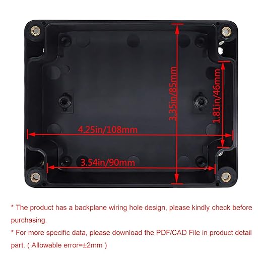 LeMotech ABS Plastic Electrical Project Case Power Junction Box, Project Box Black 4.5" x 3.5" x 2.2" (115 x 90 x 55 mm)(Pack of 2) - Image 5