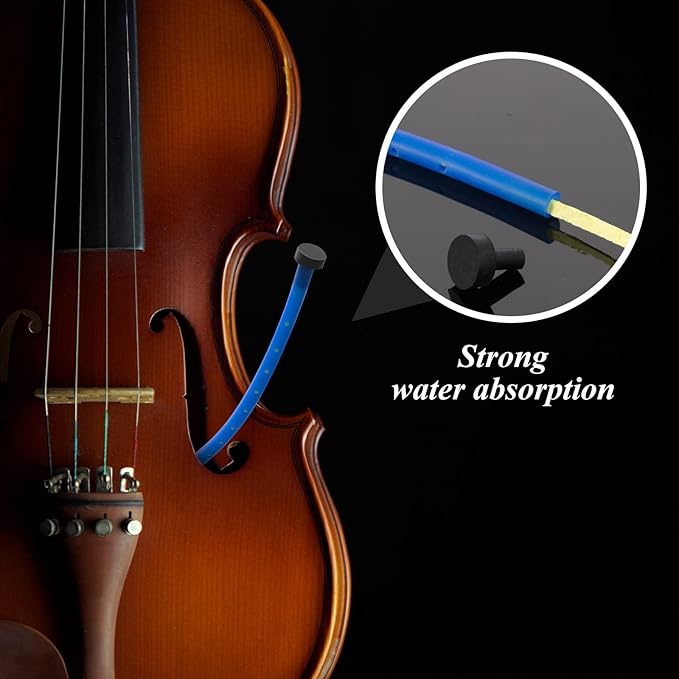 Kathfly 2 Pcs Violin Humidifier Instrument Accessory Violin Sound Hole F Hole Humidifier with Microfiber Cleaning Cloth to Prevent Cracking Buzzing Protruding Fret Ends Top Sink Dryness(Blue, Green) - Image 5