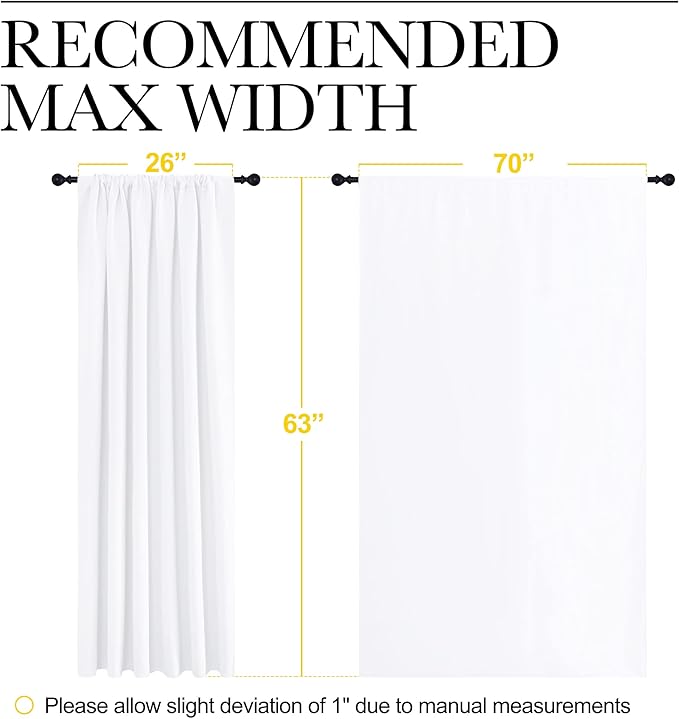 NICETOWN White Curtains, 50% Light Blocking Curtain Panels for Bedroom, Home Decoration Easy-Care Solid Rod Pocket Draperies/Drapes, Window Covering for Kitchen (2 Panels, 70 by 63, White) - Image 7