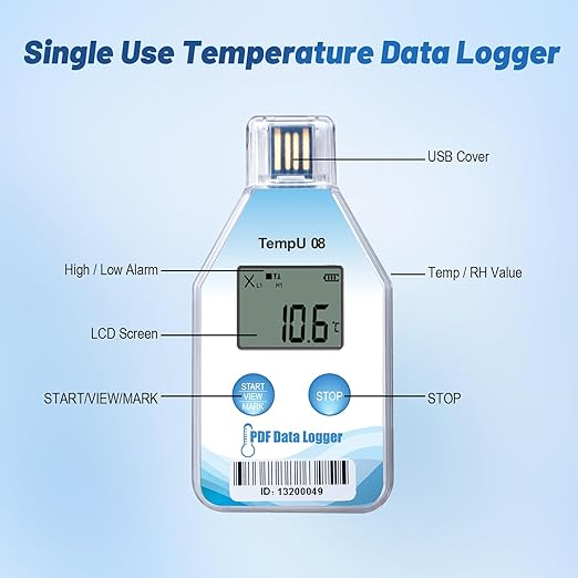 Tzone Temperature Data Logger USB Single Use Temp Recorder 1 Pack, Digital Thermometer Logger with PDF and CSV Reports 180 Days 32000 Recordings for Cold Chain Medical Refrigerator, IP67 Waterproof - Image 7