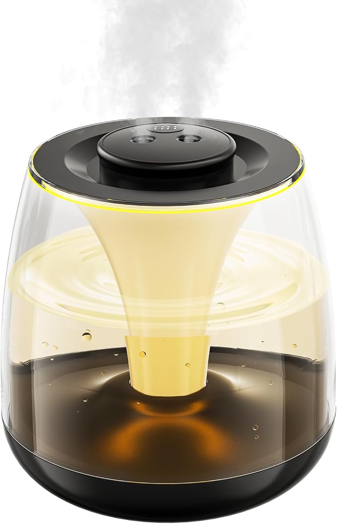 Humidifiers for Bedroom, 3 L Cool Mist Top-Fill 40H Super Long Time, 23dB Quiet, Baby Humidifier, Oil Diffuser for Large Room, Plants, Nursery, Office, 7 Color Light Ultrasonic (black) by HEEYCEMUS