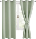 Hiasan Blackout Curtains for Bedroom, 42 x 63 Inches Length - Thermal Insulated & Light Blocking Window Curtains for Living Room/Kids Room, 2 Drape Panels Sewn with Tiebacks, Seafoam Green by Hiasan