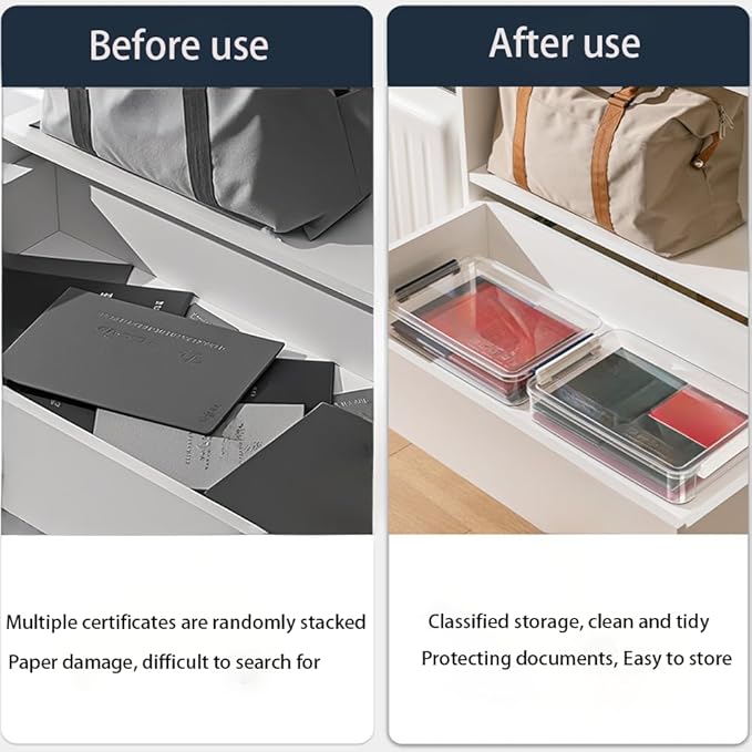 2 Pcs Plastic Portable Project Case, Clear Stackable Storage Boxes Organizer for A4 Files, Scrapbooks, Art Supplies (‎Blue Latch, Large) - Image 5