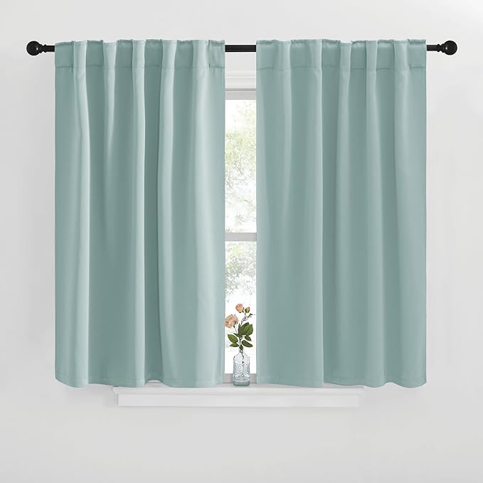 NICETOWN Blackout Curtain Panels for Living Room - (Aqua Blue Color) 29x36 inch, 2 Panels Set, Room Darkening Blackout Drapes for Window by NICETOWN