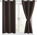 Hiasan Short Blackout Curtains for Bedroom - Thermal Insulated & Light Blocking Window Curtains for Living Room, 2 Drape Panels Sewn with Tiebacks, Brown, 42 x 45 Inch by Hiasan