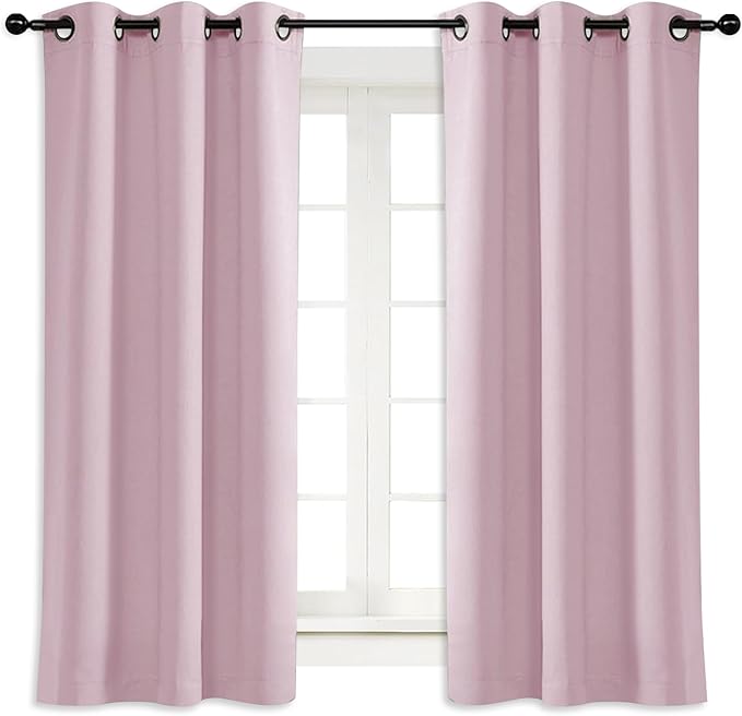 NICETOWN Blackout Curtain Blind for Bedroom, Single Panel, W42 x L54 inches, Baby Pink, Thermal Insulated Grommet Blackout Room Darkening Drape/Drapery by NICETOWN