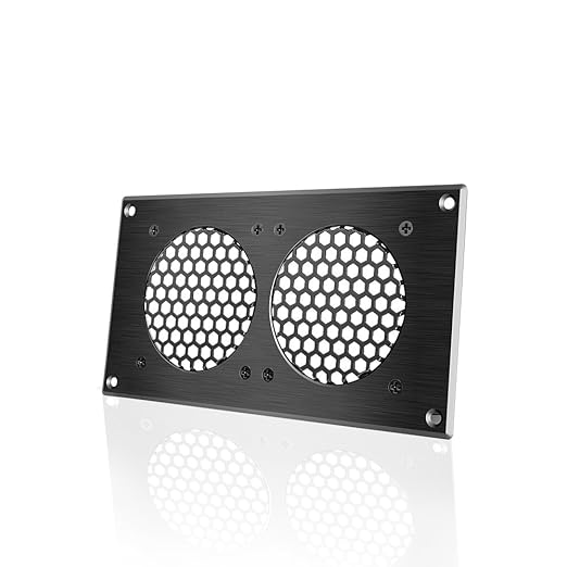AC Infinity Ventilation Grille 5, for PC Computer AV Electronic Cabinets, Also Includes Hardware to Mount Two 80mm Fans by ACInfinity