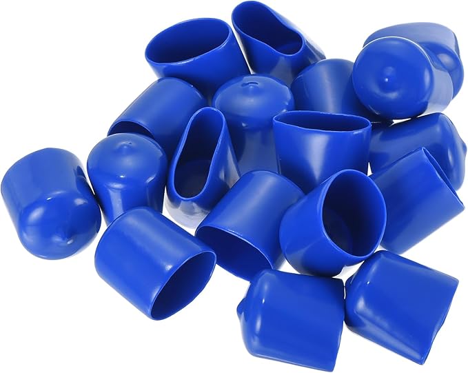 uxcell 20pcs Rubber End Caps 23mm ID Vinyl Round Tube Bolt Cap Cover Screw Thread Protectors Blue - Image 4