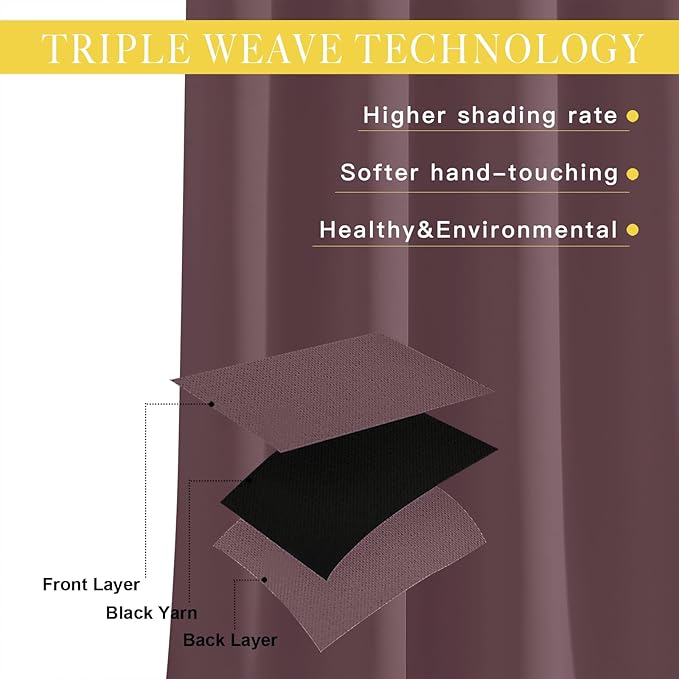 NICETOWN Wide Curtain 84 inch Length for Living Room, Grommet Thermal Insulated Blackout Room Divider Curtain Sound Proof Light Blocking for Patio/French Door (Dry Rose, 1 Panel, W80 x L84) - Image 3