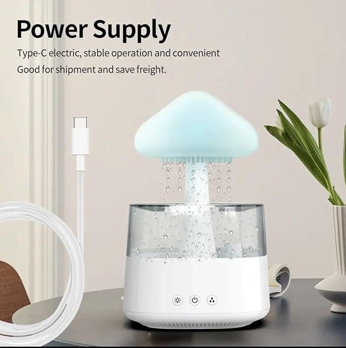 Rain Cloud Humidifier Water Drip with Adjustable LED Lights White Noise Humidification Desk Fountain Bedside Sleeping Relaxing Mood (White) - Image 6