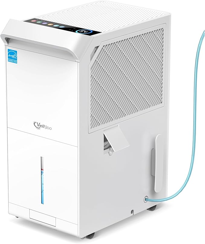 5,000 Sq.Ft Most Efficient Energy Star 2024 Dehumidifier with Pump,Vellgoo Max 120 Pint/D Compressor Dehumidifier for Basement with Drain Hose, Smart Humidity Control by Vellgoo